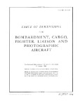 TABLE OF DIMENSIONS FOR BOMBARDMENT, CARGO, FIGHTER, LIAISON AND PHOTOGRAPHIC AIRCRAFT (part# 01-1-131)