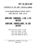 Beech L-23D, F, RL-23D Field Parts Catalog (part# 1-1L-23D-4-34P)